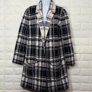 CHAPS Plaid Checked Sweater Coat Womens Sz-M Cotto